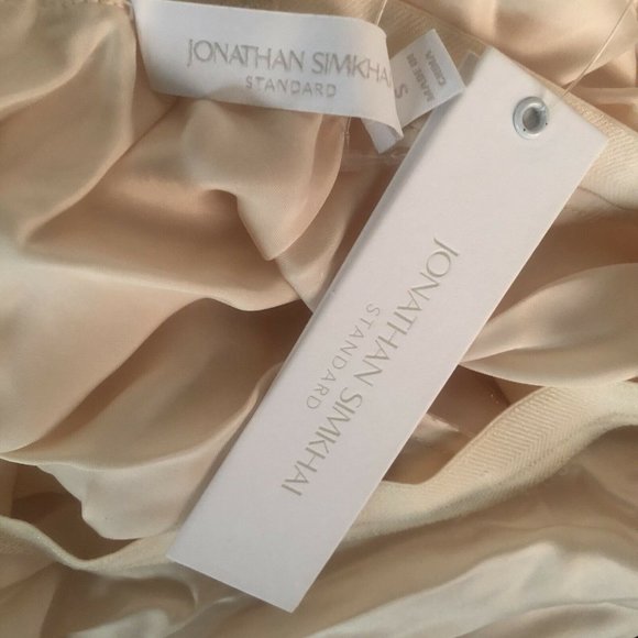JONATHAN SIMKHAI STANDARD Karter Skirt Sandstone Cream Long S NWT $265 - Picture 7 of 10
